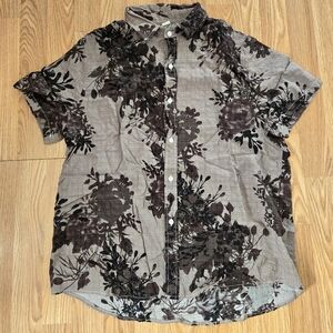 Floral Patterned Gray Men's Shirt
